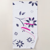 Serviette De Plage Aquarelle rose chaud Monogramme (Devant)