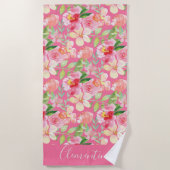 Serviette De Plage Aquarelle rose rose rose moderne (Devant)