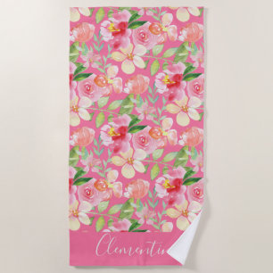 Serviette De Plage Aquarelle rose rose rose moderne