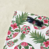 Serviette De Plage Aquarelle rose vert Motif d'ananas Floral (En situation)