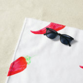 Serviette De Plage Aquarelle rouge poivrons initiaux (En situation)