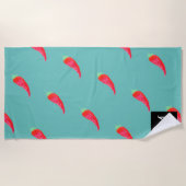 Serviette De Plage Aquarelle rouge poivrons initiaux (Devant)