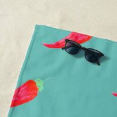 Serviette De Plage Aquarelle rouge poivrons initiaux (En situation)