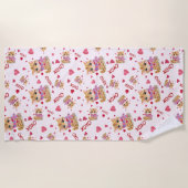 Serviette De Plage Aquarelle Saint Valentin Kitty XOXO Motif (Devant)