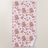 Serviette De Plage Aquarelle Saint Valentin Kitty XOXO Motif (Devant)