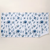 Serviette De Plage Aquarelle sous le Motif de mer (Devant)