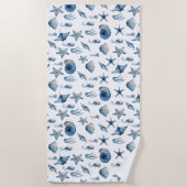 Serviette De Plage Aquarelle sous le Motif de mer (Devant)