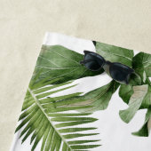 Serviette De Plage Aquarelle tropicale Feuilles Nom du script Monogra (En situation)