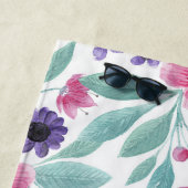 Serviette De Plage Aquarelle Turquoise rose Fille Monogramme Floral (En situation)