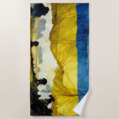 Serviette De Plage Aquarelle Ukrainienne Bataille Drapeau Plage servi (Devant)