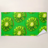 Serviette De Plage Aquarelle vert kiwi tranche art style plage (Devant)