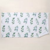 Serviette De Plage Aquarelle verte Motif feuille - Elégant Botanique (Devant)