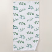 Serviette De Plage Aquarelle verte Motif feuille - Elégant Botanique (Devant)
