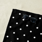 Serviette De Plage Aquarelle violet Iris noir blanc Pois (En situation)