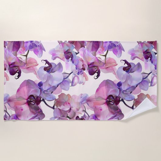 Serviette De Plage Aquarelle violette orchidée (Devant)