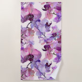 Serviette De Plage Aquarelle violette orchidée (Devant)