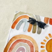 Serviette De Plage Aquarelle Whimsical Boho Rainbow et Sun Kids  (En situation)