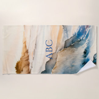 Serviette De Plage Aquarelle Zen Côte paisible