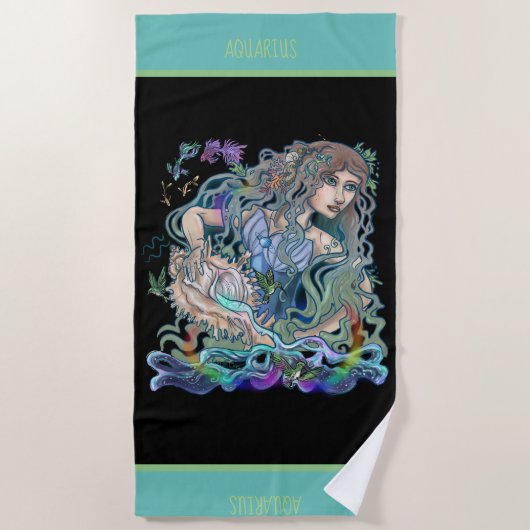 Serviette De Plage Aquarius Zodiac (Devant)