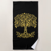 Serviette De Plage Arbre Celtique Jaune (Devant)