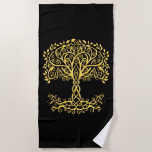 Serviette De Plage Arbre Celtique Jaune