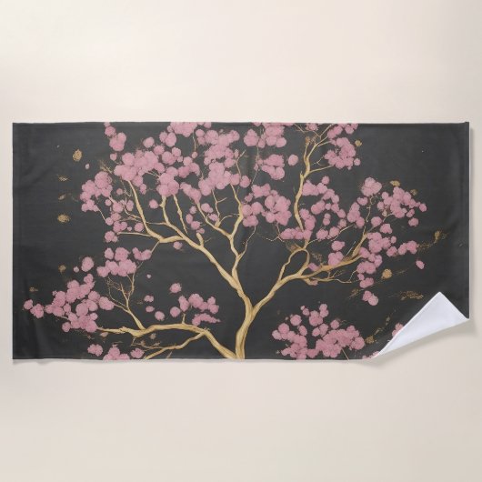Serviette De Plage Arbre cerise en fleurs (Devant)