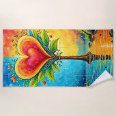 Serviette De Plage Arbre d'amour et de design de vie (Devant)