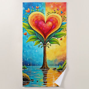 Serviette De Plage Arbre d'amour et de design de vie
