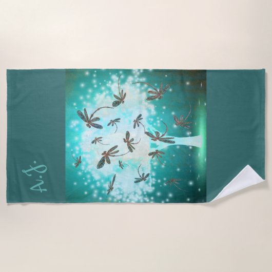 Serviette De Plage Arbre de lueur de libellule (Devant)