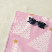 Serviette De Plage Arbre de Noël rose Motif (En situation)