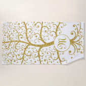 Serviette De Plage Arbre de vie Monogramme Or Luxe Moderne (Devant)