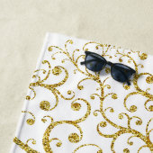 Serviette De Plage Arbre de vie Monogramme Or Luxe Moderne (En situation)