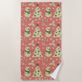 Serviette De Plage Arbres de Noël rétro sucre de canne étoile aux bai (Devant)