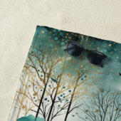Serviette De Plage Arbres verts dorés avec oiseaux Noël (En situation)