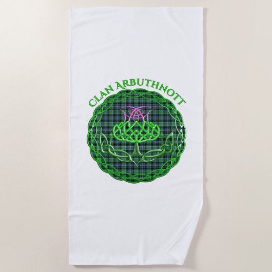 Serviette De Plage Arbuthnott Scottish Tartan Celtic Thistle (Devant)