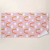 Serviette De Plage Arc-en-ciel avec nuage rose (Devant)