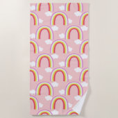 Serviette De Plage Arc-en-ciel avec nuage rose (Devant)
