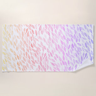 Serviette De Plage Arc-en-ciel Feuille couleur plume Motif aquarelle