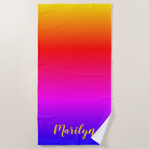 Serviette De Plage Arc-en-ciel Ombré Personnalisé Lumineux