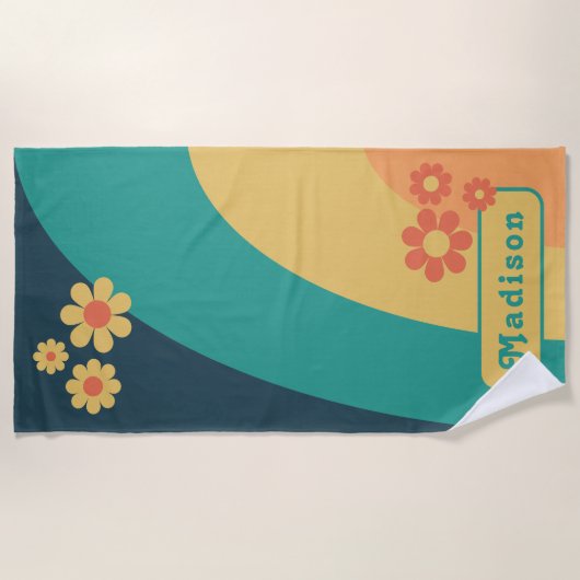 Serviette De Plage Arc rétro Nom floral (Devant)