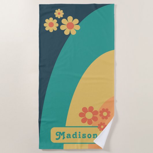 Serviette De Plage Arc rétro Nom floral (Devant)