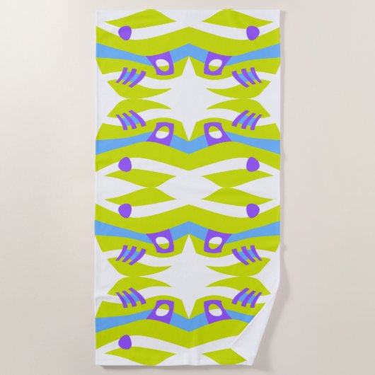 Serviette De Plage Arche Abstraite Noah Vert pourpre bleu (Devant)