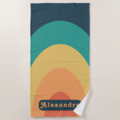 Serviette De Plage Arche Rétro Personnalisée Groovy Orange Bleu (Devant)
