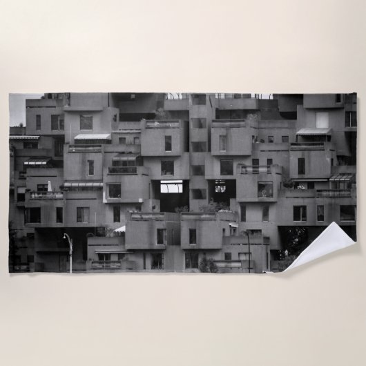 Serviette De Plage Architectural noir et blanc  (Devant)