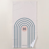 Serviette De Plage Arcs de lignes géométriques Abstraites Pastel Retr (Devant)