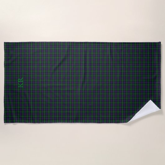 Serviette De Plage Argyll District Tartan avec monogramme / nom (Devant)