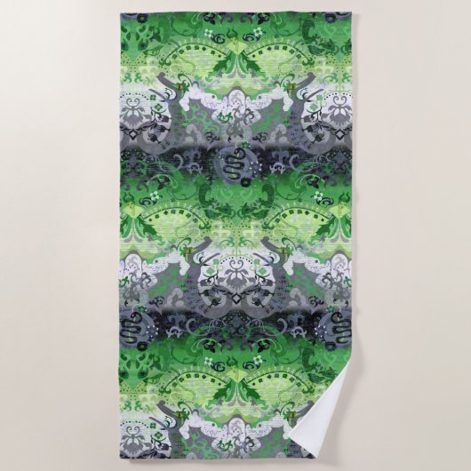 Serviette De Plage Aromantic Dragon Damask - Aro Pride Drapeau Couleu (Devant)