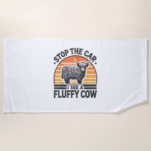 Serviette De Plage Arrêtez La Voiture Je Vois Fluffy Cow Retro Highla