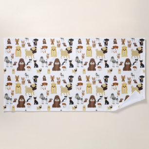 Serviette De Plage arrière - plan blanc chien motif