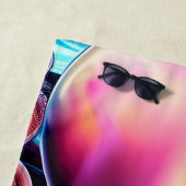 Serviette De Plage Arrière - plan rose octopus bleu Ocean Wave (En situation)